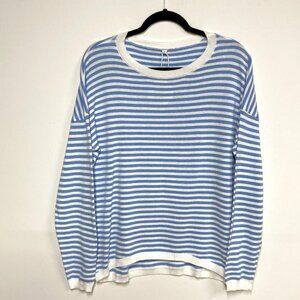 Anrabess Striped Sweater, Size Small, Lightweight Rayon, Blue White, Relaxed NEW